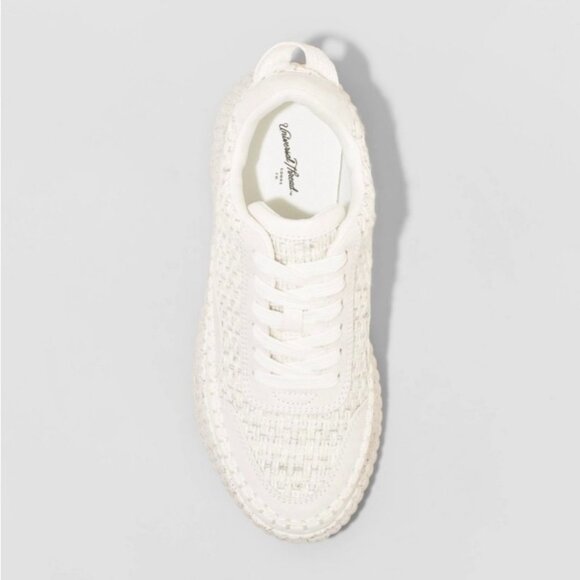 K-3 Universal Thread Size 8 Women's Persephone Sneakers White/Cream Woven Fabric - Picture 3 of 5